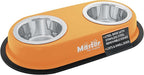 Master Pet Supply Double Dog Bowls Set with Elevated Base and 2 (8 oz) Stainless Steel Removable Dishes (Mango Tango) – Double Cat Food Water Bowl, Dog Puppy Food Bowl Set, Rust Resistant