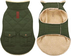 ASENKU Warm Dog Winter Coat, Waterproof Dog Coat for Cold Weather, Fleece Dogs Jacket with Ultra Thick Plush Lining Leash Hole Storage Pockets for Small Dogs (Green, X-Small)