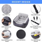 Dog Car Seat for Small Dogs, Washable Pet Booster Car Seats with Clip-On Safty Leash, Comfy Deluxe Plush Carseat with Storage Pockets, Puppy Travel Carrier Bed for Dogs Under 25 lbs, Grey