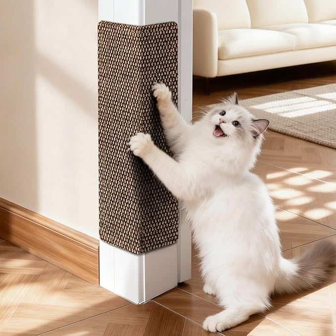 Wall Cat Scratcher for Indoor Cats,19.6x7.8”Corner Cat Scratcher,Cat Scratch Pad Furniture Protector for Door & Wall,Couch, Durable Cat Scratching Board Easy Mount(Deep Brown, 19.6”x7.8”)