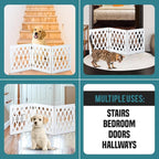 Bundaloo Freestanding Dog Gate Expandable Decorative Wooden Fence for Small to Medium Pet Dogs, Barrier for Stairs, Doorways, & Hallways (Hearts N' Diamonds)