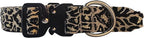 Heavy Duty Dog Collar with Unique Leopard Totem Design Adjustable Durable Nylon Collar, Metal Buckle for Large Dogs Bold Style for Training & Outdoor Adventures (Gold Leopard L)