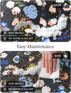 Pet Feeding Mat-Absorbent Dog Mat for Food and Water Bowl-No Stains Quick Dry Water Dispenser Mat-Dog Accessories Pet Supplies-Bowl for Messy Drinkers（DARKFLOWERS,16"x24"