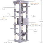 Heybly Cat Tree for Large Cats 20 lbs Heavy Duty,69 inches XXL Cat Tower for Indoor Cats,Multi-Level Furniture Condo with Big Padded Plush Perch,Cozy Basket HCT031W