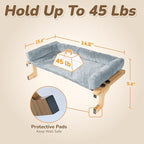[Ready to Gift] PURRHOUSE Cat Window Perch with Cushion Bolster and Cool Pad, Cat Hammocks for Windows with Wood & Robust Metal Frame for Large Cats, Beds for Windowsill, Bedside and Cabinet,24''W