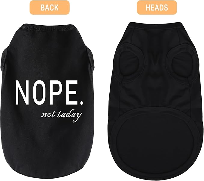 Discover Cozy Cotton Canine Wear: Soft, Lightweight, and Breathable Dog Shirt Vest with Eye-Catching Graphics(Nope not Today), Keeping Your Furry Friend Warm and Comfy! Black XL
