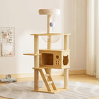 48.8" Modern Cat Tower, Wood Cat Tree Tower for Indoor Cats, Cat Treewith Sisal-Covered Scratching Posts and Top Perch, Cat Condo with Acrylic Hammock for Small Large Cats