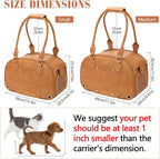 PetsHome Dog Carrier Purse, Pet Carrier, Foldable Waterproof Premium PU Leather Pet Travel Portable Bag Carrier for Cat and Small Dog Home & Outdoor Small Brown