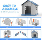 VIXZEN Dog House Outdoor, 31 Inches Weatherproof Resin Dog House Indoor Large with Air Vents & Elevated Floor, Doghouse Outdoor for Large Dogs, Easy Assembly, Versatile Storage Functionality, Blue