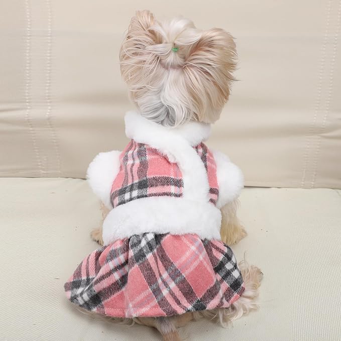 Dog Sweater Dog Winter Clothes for Small Dogs Boy Girl Fall Puppy Dress Warm Fleece Chihuahua Yorkie Teacup Sweaters Dresses for Small Dogs Girl Cat, Pink, S