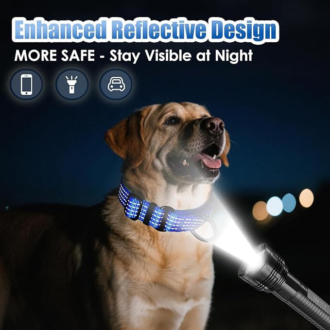Martingale Collar for Dogs, Adjustable Soft Nylon Dog Collars with Special Design Cute Patterns (Blue, S (1" x 12"-15.8"))