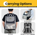 Cat Backpack Carrier for Small Dogs and Cats Fit Up to 15 Lbs,Small Dog Backpack, Foldable with 3-Side Mesh Windows, Pet Carrier for Travel & Hiking Friendly，Gray