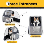 Cat Backpack Carrier for Small Dogs and Cats Fit Up to 15 Lbs,Small Dog Backpack, Foldable with 3-Side Mesh Windows, Pet Carrier for Travel & Hiking Friendly，Gray