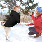 Dog Sweaters for Large Dogs,Dog Hoodie,Warm Fleece Sweatshirt with Hood & Pocket,Leash Hole,Cozy Cold Weather Pet Clothes Sweater Hoodie for Large Dogs(Black,XL)