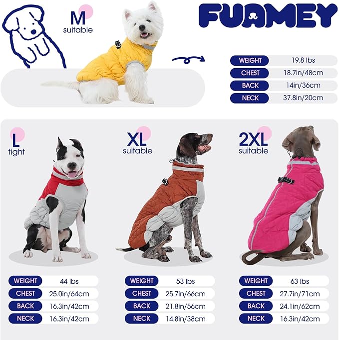 FUAMEY Dog Coat for Small Dogs,Waterproof Dog Winter Jacket with Harness Built in Puppy Cold Weather Coats Reflective Pet Vest with Zipper Warm Fleece Dogs Snowsuit Windproof Black XS