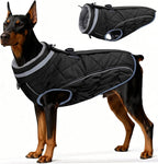 Dog Coat, Warm Dog Winter Coat for Large Dogs, Waterproof Jacket with Harness Built in, Reflective Turtleneck Cold Weather Coats with Zipper,Pet Fleece Vest Snow Jacket, Black XXL