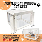 Acrylic Cat Window Catio,Catio Outdoor Enclosure Window with Wooden Frame,Cat Window Box with Waterproof Clear Roof for Sunbathing, Napping,Enjoying The Outdoor Sight