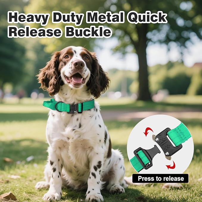Joytale Tactical Dog Collar for Medium Dogs with Control Handle, Heavy Duty Military Training Collar for Power Breeds, AirTag Holder Case, Quick Release Metal Buckle, Soft Padded, M, Teal