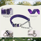 Reflective Martingale Collar for Dogs - Heavy Duty No Pull Dog Collar with Padded,Adjustable Dual D-Rings Design Choke Chain Collars for Large Medium XL,XXL Dogs Training Collar（Purple M