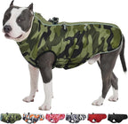 Dog Winter Jacket - 3X Large, Warm Zip Up Snowsuit Dog Harness Vest, Reflective, Water-Resistant, Camouflage