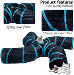 EGETOTA Cat Tunnel for Indoor Cats Large, with Play Ball S-Shape 4 Way Collapsible Interactive Peek Hole Pet Tube Toys, Puppy, Kitty, Kitten, Rabbit (S4 - Black & Blue)