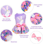 CuteBone White Rabbit Dog Easter Dress Velvet for Small Dogs Girl Eggs Skirt Puppy Purple Dresses Dog Clothes CVA19XXS-D