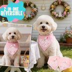 Easter 2-in-1 Dog Bandana with Egg-Stra Cute & Some Bunny Love Me Lovely Saying, Pink Pet Holiday Costumes Scarf with Snap Button, Small to Medium Breeds (5-30lbs)