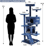Cat Trees Towers for Large Cats, Cat Houses & Condos with Scratching Posts, Cat Bed Cave, Climbing Ladder, Pompoms, 54", Navy Blue