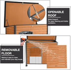 43.3’’ Large Dog House Outdoor Weatherproof Dog Kennel with Upgraded Thickened Metal Frame, Dog Shelter with PVC Curtain, Openable Roof and Removable Floor, Easy to Clean (Brown)