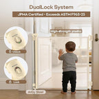 Retractable Safety Baby Gate or Mesh Dog Gate,Durable Portable Mesh Retractable Gate,Easy to Use for Stairs, Doorways, Hallways, Indoor, Outdoor, 33.5" Tall, Up to 45" Wide, Cream