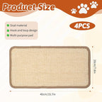 4 Pack Cat Scratcher Mat, 15.7x7.8 Inch Sisal Scratching Pad with Adhesive Tape, Horizontal Floor Protector for Furniture Sofa Wall - Khaki