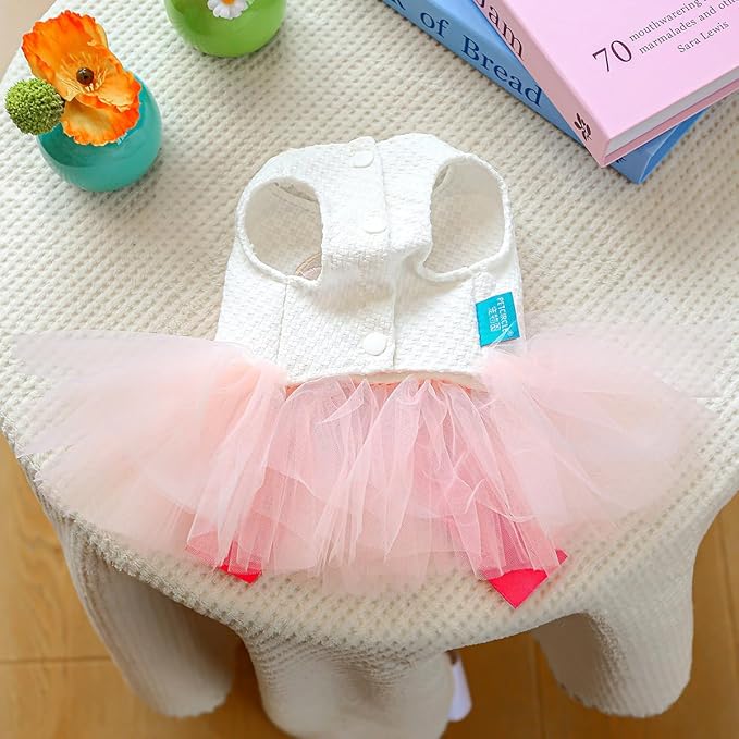 Furbabycare® Elegant Sweet Easter Puppy Dog Blingbling Princess Skirt Pet Dog Lace Cake Camisole Tutu Dress C-Doughnut X-Small