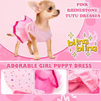 2-Pack Dog Dresses Princess Puppy Dress with Rhinestones Cute Pet Tutu Outfit Female Puppy Clothes for Small Dog Medium Girl,Pink + Black,Medium