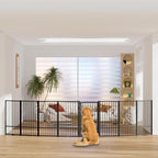 Full Metal Freestanding Dog Gate with Door, 36''Height Foldable Pet Dog Fence for Indoor & Outdoor, 8 Panels Extra Wide Free Standing TallDog Gates for Doorways,House,Stairs,Porch,Deck,Yard