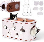 Mity Rain Cat House for Indoor Cats, Foldable Felt Bed Cave with Tunnel & Cat Ball Toy, Large Cat Bed Up for Play, Soft & Warm Cat Beds & Furniture for Indoor Kitten Adult Cats