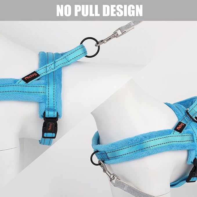 Didog Soft Flannel Padded Dog Vest Harness, No Pull/Quick Fit Reflective Dog Strap Harness, Easy for Training Walking (XS:Chest 15-18", Blue)