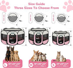 Dog Playpen, Portable Puppy Pet Crate Indoors for Small/Medium Dogs Cats Rabbits, Foldable Dog Cage Enclosure for Outdoor, Pop Up Dogs Tent Kennel with Carrying Case, Pink