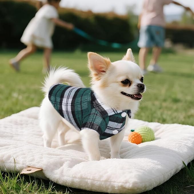3 Pcs Dog Clothes Plaid Shirt Puppy Clothes Button Up Cat Shirt for Small Pet Dogs Cat Christmas Costume (Medium)