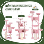 MUTICOR 81 inches Multi-Level Tall Cat Tree Tower for Indoor Kitties/Large Climbing Tree House for Big Feline/Condo/Sisal Scratching Posts/Plush Perches Platforms/Basket Hammock/Pink