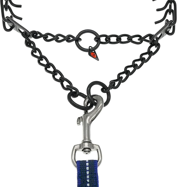 Herm Sprenger Black Stainless Steel Dog Prong Collar with Easy On Assembly Chain Professional Training Pinch Collar for Small Medium Large Dogs Made in Germany (24in x 3.2mm (Neck Size up to 19in))