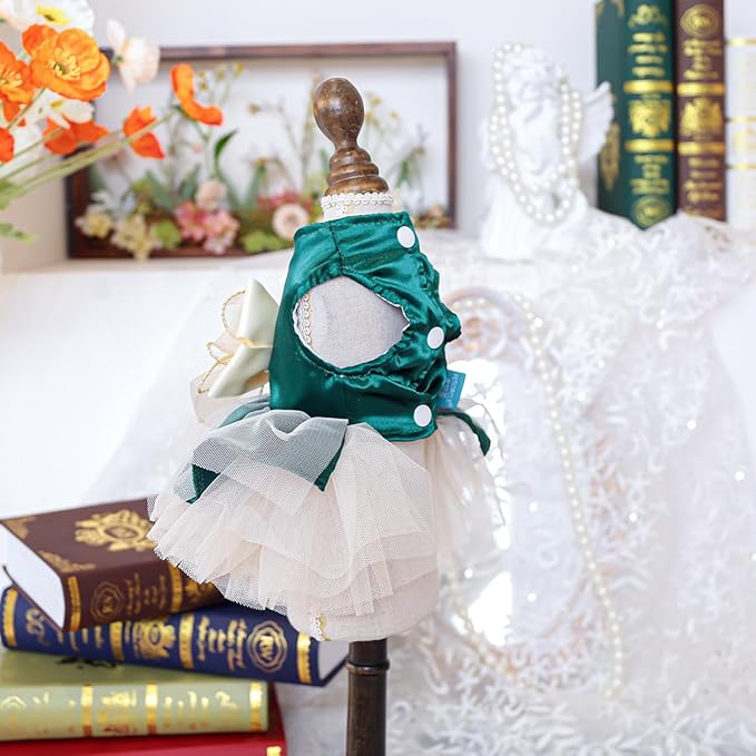 Fashion Sweet Puppy Dog Blingbling Princess Skirt Pet Dog Lace Cake Camisole Tutu Dress H-Dark Green S
