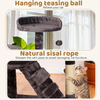 BestOffice 54 Inch Cat Tree, Multi-Level Cat Tower with Condo, Perches, Sisal Scratching Posts, Climbing Ladder,Indoor Activity Center Play House for Kittens & Adult Cats, Purple