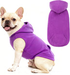 EXPAWLORER Dog Hoodie Fleece Sweater Vest, Hooded Dog Sweatshirt Fall Winter Pet Clothes with Leash Hole, Sleeveless Warm Cozy Puppy Clothing for Cat Small Medium Large Dogs Girl Boy, Purple XS