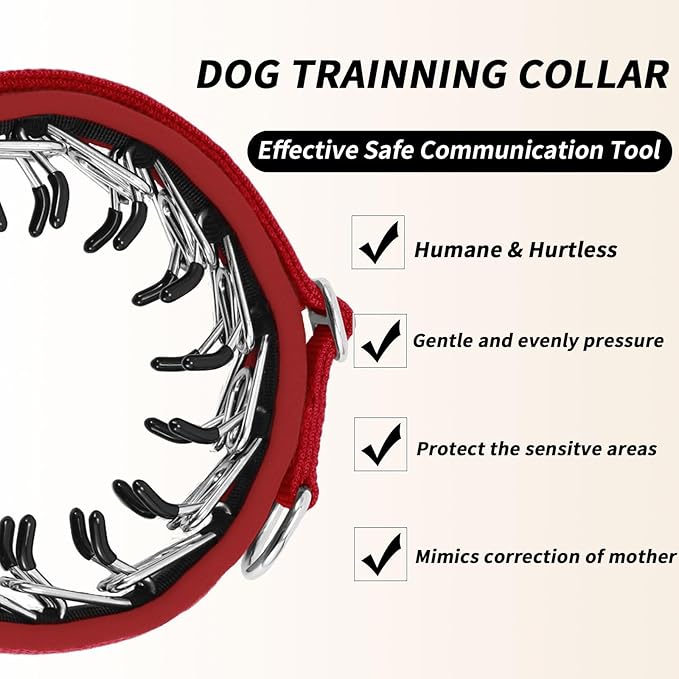Martingale No Pull Dog Collar for Large Medium Small Dogs, Heavy Duty Nylon Reflective Adjustable Anti Pull Slip Collar with Buckle for Training Walking L Red