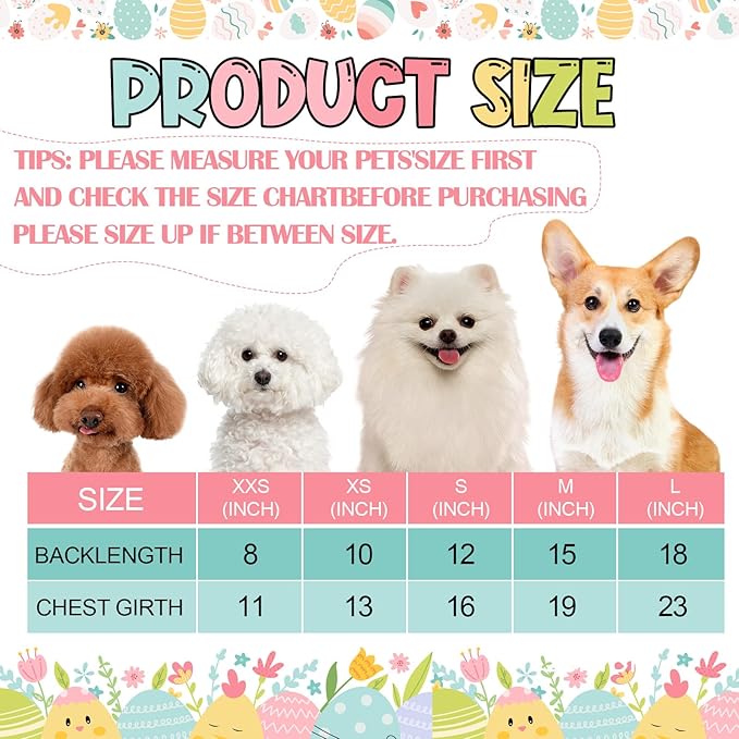 Abbylike 3 Pcs Seasonal Dog Outfits Easter Summer 4th of July Pet Costume Cotton Holiday Puppy Dress Lightweight Pet Apparel with Bowknot for Large Medium Dog Clothing, X-Small