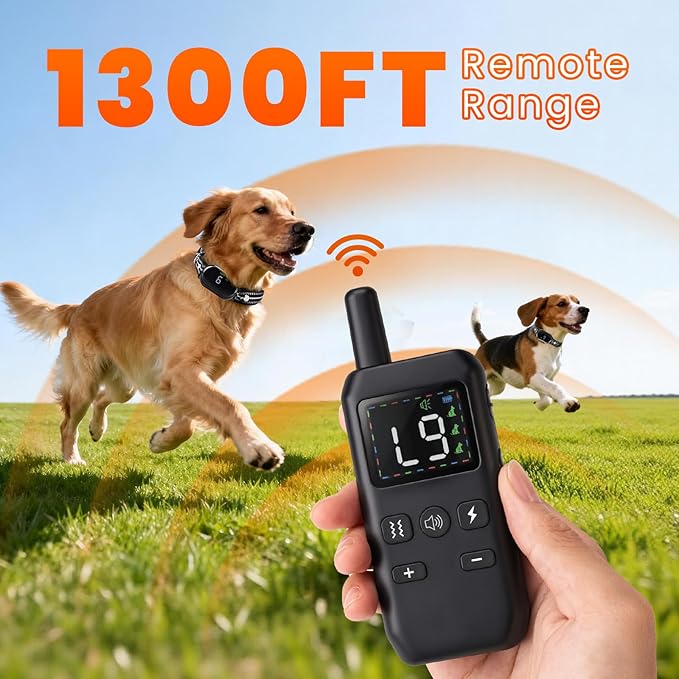 Small Shock Collar for Small Dogs，1300FT Dog Training Collar with Remote，3 Channels - IP67 Waterproof Rechargeable, Beep, Vibration, Safe Shock for Small & Medium Dogs(5-30Lbs，Black)