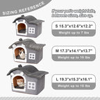 Jiupety Bear Cat Houses for Indoor Cats, Chimney Cute Cat Bed Cave, Enough Interior Space, Cartoon Soft Pet House Up to 3-10 lbs Kitten, Gray