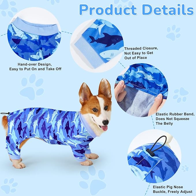 Glittme 2PACK Dog Pajamas Soft Dogs Clothes for Small Medium Dogs Elastic Cats Apparel Breathable Dog Pjs for Puppy
