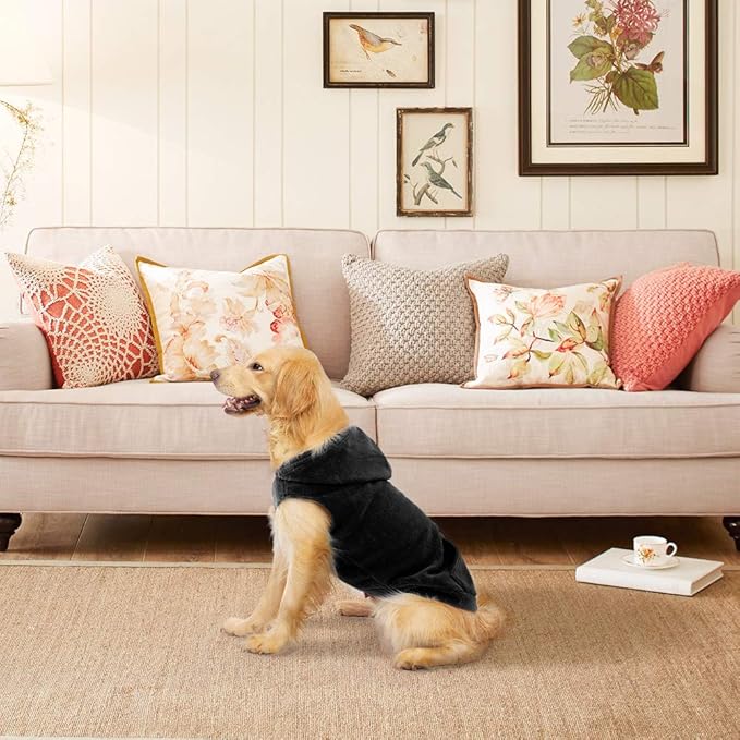 EXPAWLORER Dog Hoodie Fleece Sweater Vest, Hooded Dog Sweatshirt Fall Winter Pet Clothes with Leash Hole, Sleeveless Warm Cozy Puppy Clothing for Cat Small Medium Large Dogs Girl Boy, Black L