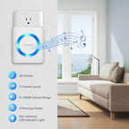 TECKNET Wireless Doorbell, Door Bell 0-120dB, Plug-In Doorbells 1300ft Range, Classroom Doorbell IP65 Waterproof, 60 Chimes & 5 Volume Levels, LED Light for Home Kids Classroom Hearing Impaired, white